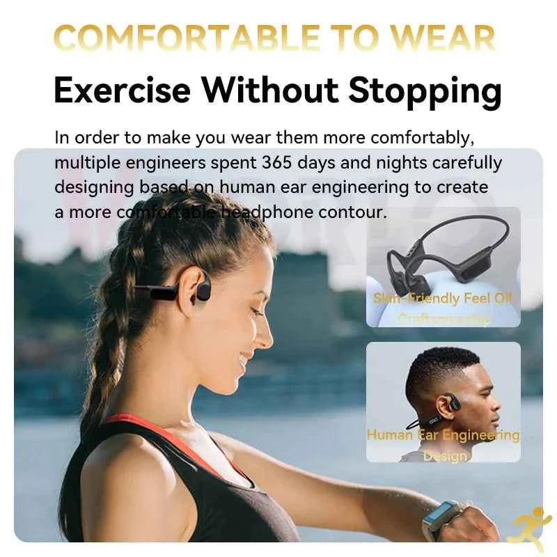Upgrades Bluetooth 5.4 Bone Conduction Wireless Headphones 30 Meters Depth IPX8 Waterproof Swimming Headsets 32GB RAM MP3 Player