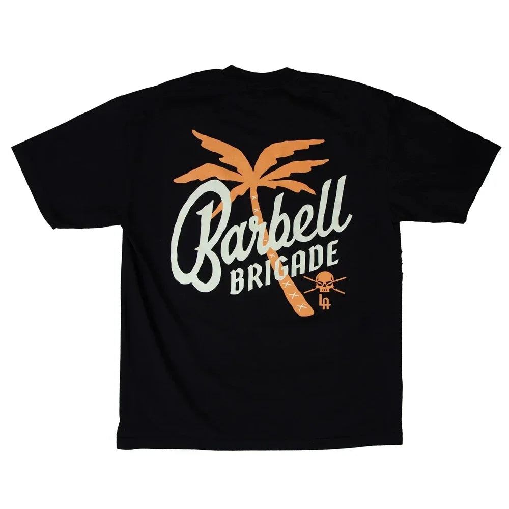 Barbell Brigade PALM TREE TEE Muscle Fitness Casual T-shirt Summer Men's Athleisure Workout Shirts Gym Sport Unisex Shirt Tops - AMULET RING STORE