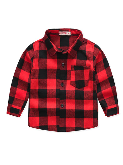 New Spring and Autumn Winter Boys and Girls 1-14 Years Old Classic Woolen Checkered Shirt Student Dress Versatile Shirt