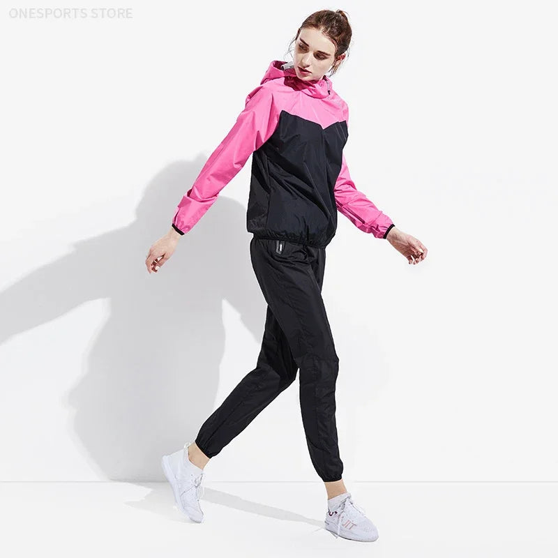 Sauna Suit Women Gym Clothing Set Men Pullover Hoodies Tops Running Fitness Exercise Sportswear Weight Loss Sweating Sports Suit