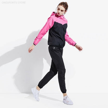 Sauna Suit Women Gym Clothing Set Men Pullover Hoodies Tops Running Fitness Exercise Sportswear Weight Loss Sweating Sports Suit