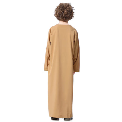 Small Size Muslim Man Clothing Islamic Muslim Arabic Men's Robe Long Sleeve Embroidered Stand Collar Arabian Thobe
