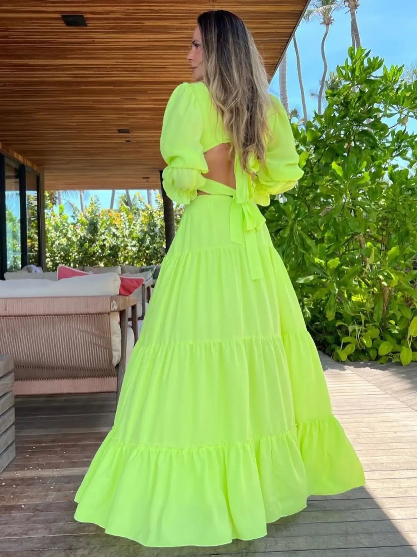 V-Neck Backless Beach Dress - Summer Beachwear - AMULET RING STORE