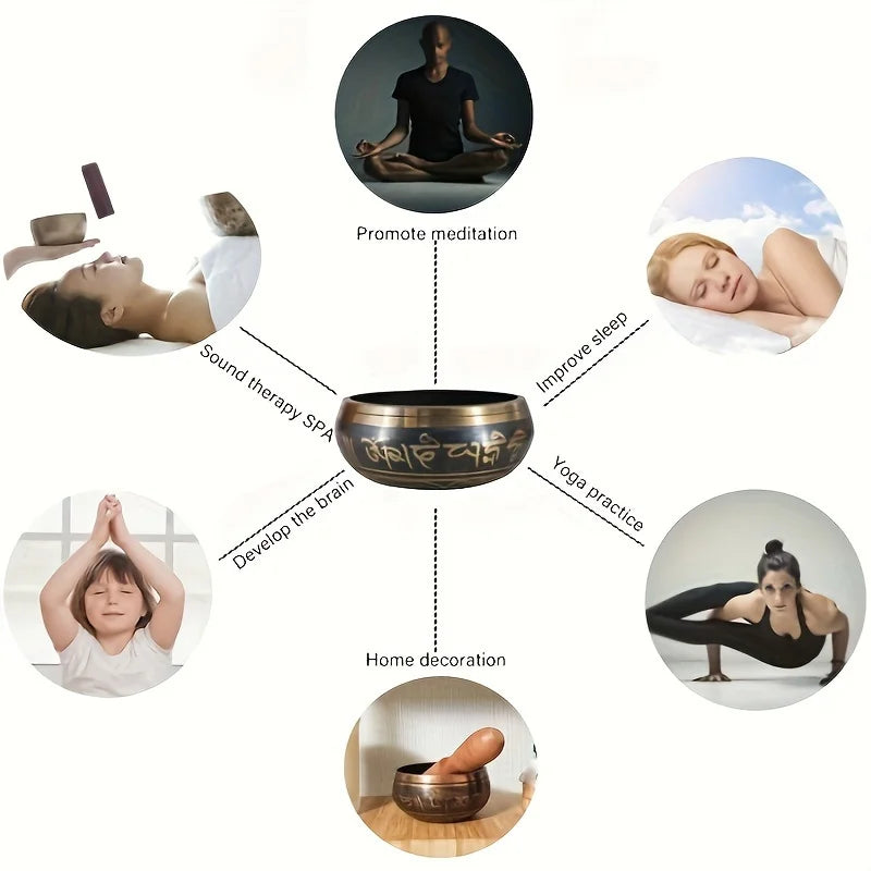 Handmade Singing Bowl Handmade Tibetan Singing Bowl Collection - Genuine Meditation Sound Bowl for Yoga, Mindfulness Practices - AMULET RING STORE