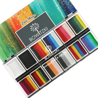 Bowitzki Face Paint 12x10gm Professional Body Paint Kit For Kids Adults Stencil One Stroke Split Cake Rainbow Makeup - AMULET RING STORE