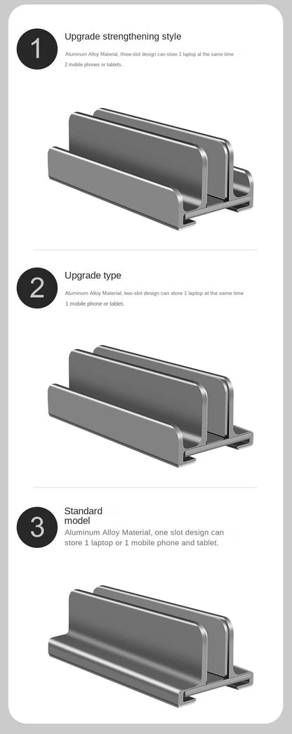 Laptop Stand Vertical Tool-Free Adjustable Aluminum Vertical Laptop Stand Holder Support Macbook Air Pro Laptop Accessories - AMULET RING STORE