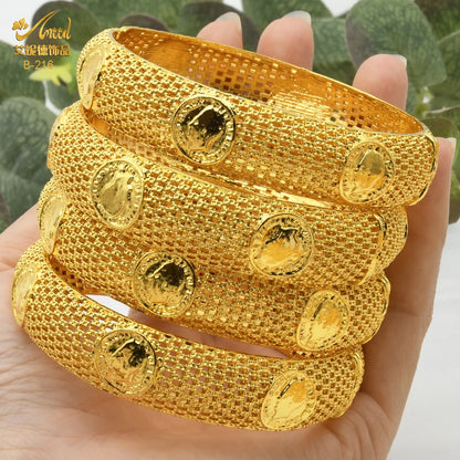 ANIID Women Charm Bracelet Bangle 24K Gold Color Jewelry Dubai Flower Bangle Brand African Designer Ethiopian Hawaiian Jewelry - AMULET RING STORE