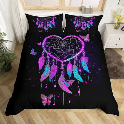 Dream Catcher Bedding Set Boho Mandala Duvet Cover Twin King,Exotic Tribal Feather Comforter Cover Starry Sky Galaxy Quilt Cover