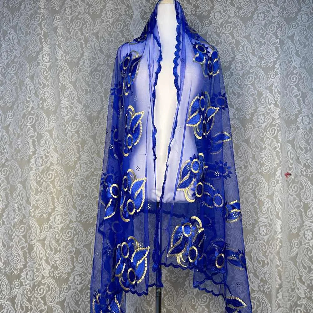 on sale 2025 New African Net Hijab Scarf For Muslim Women African Dubai Islam Headscarf Embroidery Shawls voile - AMULET RING STORE