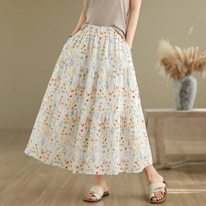 THHONE Summer Skirt Women 2025 High Waist Loose Fashion Vintage Dot Casual Korean Style Elegant A-line Skirts Women's Clothing