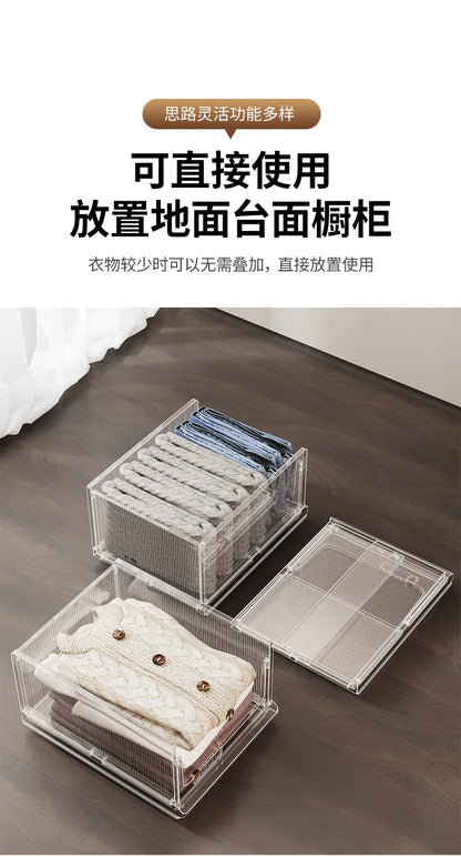 Large Capacity Foldable Storage Box Plastic Clothes Organizer Transparent Home Storage Trunk for Clothes Sundries Organizer - AMULET RING STORE
