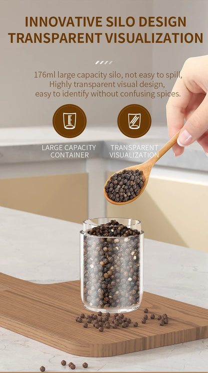 1/2PCS Electric Salt And Pepper Grinder with LED Light Gravity Sensing Adjustable Spice Mills Cordless Automatic Kitchen Gadget - AMULET RING STORE