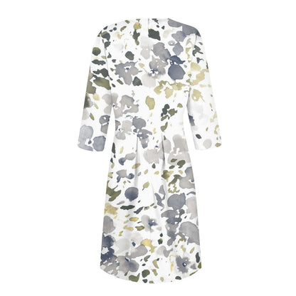 Traf Women 2025 Women'S Casual And Fashionable 3/4 Sleeve Pocket With Back Zipper Dress