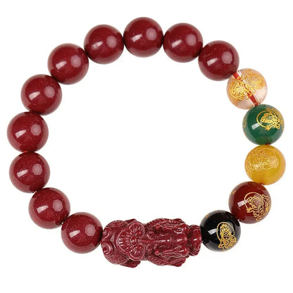 FengShui Pixiu Charms Cinnabar Bracelet Lucky Cinnabar Chain Chinese Fengshui Charm Bracelets Jewelry  Auspicious Juyun Beads