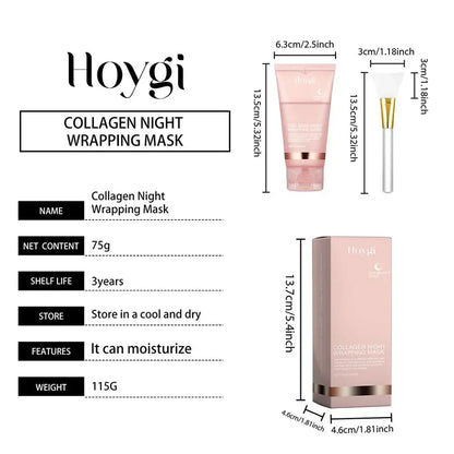 Collagen Overnight Wrapping Peel Off Facial Mask, Korean Collagen Night Wrapping Mask Deeply Hydrates Night Care Mask Cream 75ml - AMULET RING STORE