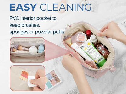 BAGSMART Makeup Bag Puffy Padded Make Up Bags for Women Makeup Organizer Case Wide-open Pouch Toiletry Bag Travel Essentials - AMULET RING STORE