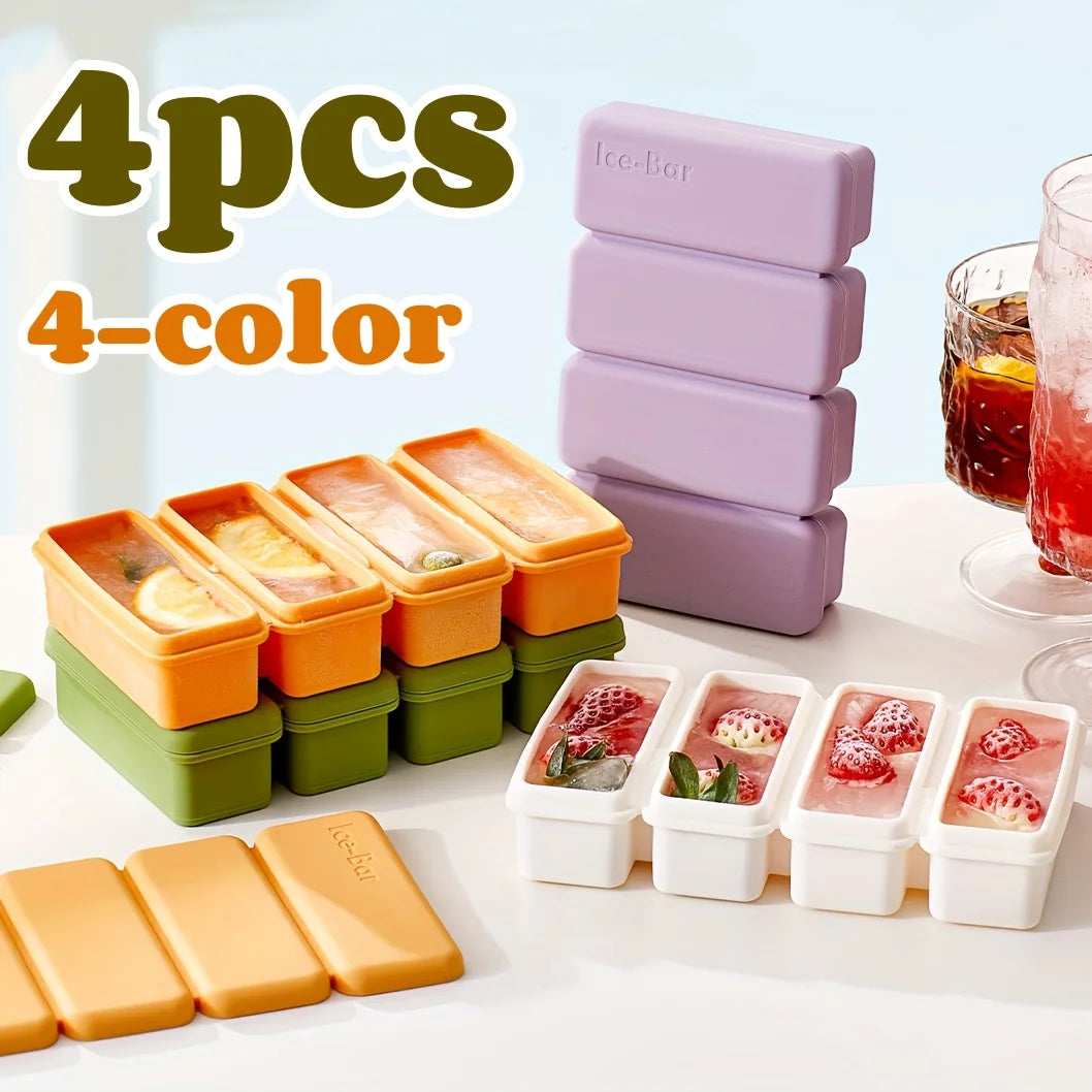 1/4pcs Silicone Ice Cube Trays Easy to Demould BPA-Free Ice Cream Mold for Chilling Drinks Smoothies Summer Kitchen Essential - AMULET RING STORE