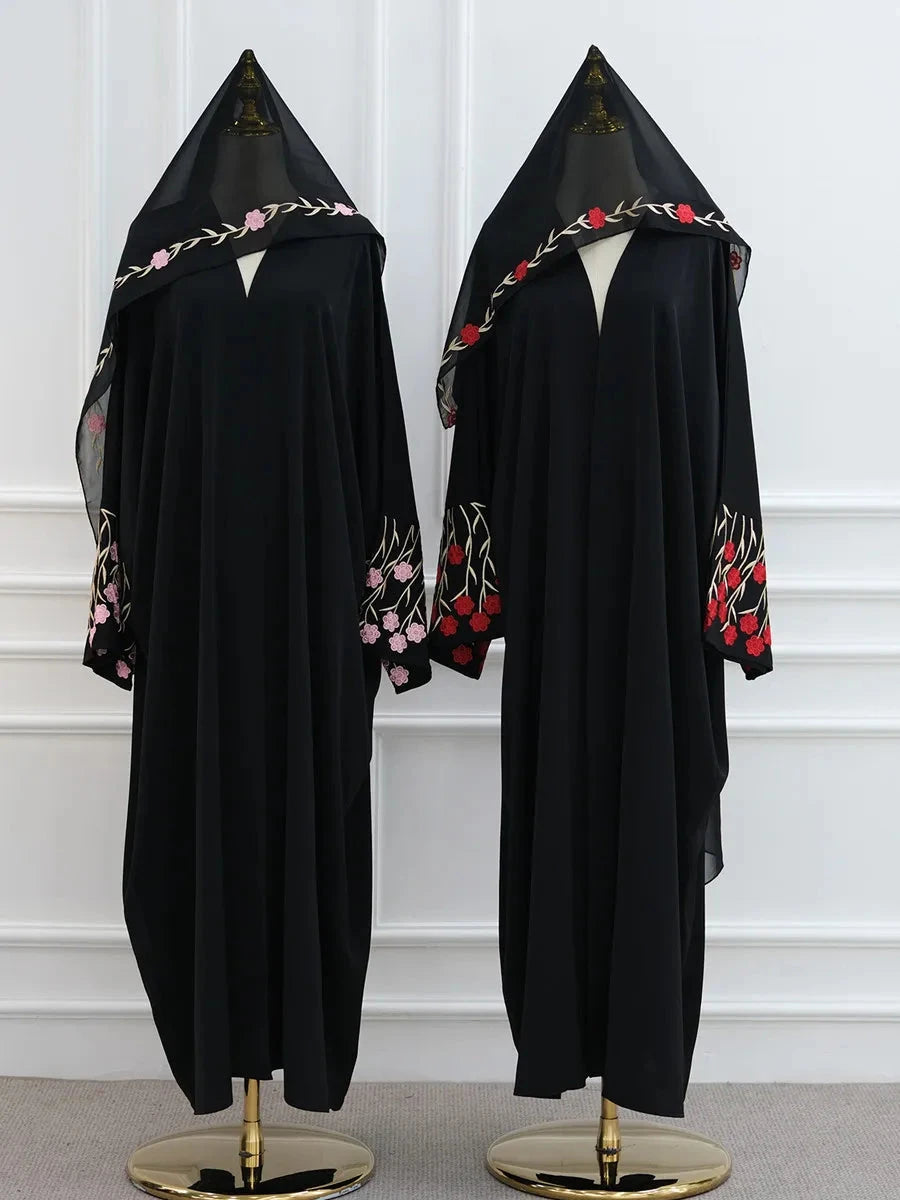 Muslim Women Dubai Abaya luxury embroidery Floral Long Dress Kaftan Flower Ramadan Robe Femme Islam African Dresses Kebaya - AMULET RING STORE