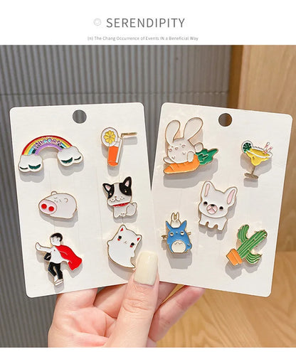 10-100PCS Cute Animal Plant Enamel Pins Random Metal Badges Lapel Brooches Decor Backpack Clothing Hat Bag For Women Kid Jewelry - AMULET RING STORE