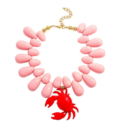 2025 New ZAA Lobster Bead Necklace Handmade Crystal Beaded Enamel Jewelry Simple Pendant Necklace Women Beach Vacation Accessory - AMULET RING STORE