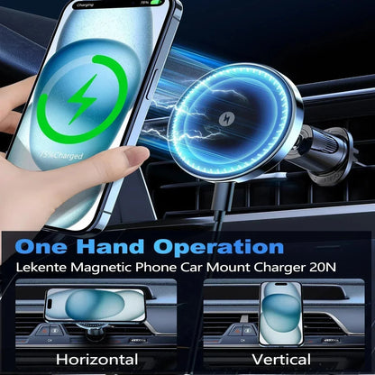 UYUXIO Air Vent Fast Charging Car Mount Phone Holder with Magnet 15W Magnetic Wireless Car Charger for iPhone 16 15 14 13 12