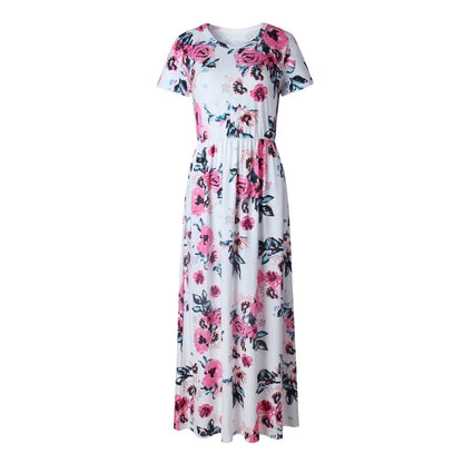 Women Summer Long Dress 2025 Floral Print Boho Beach Dress Ladies White Maxi Evening Party Dress Sundress Vestidos de festa