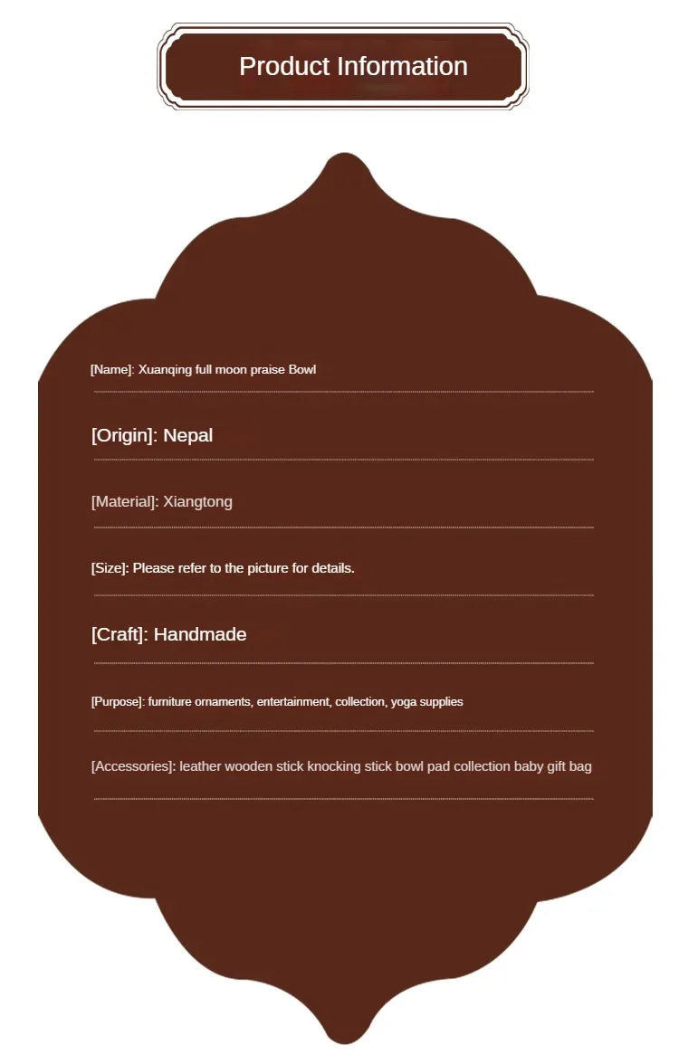 Full Moon Tibetan Singing Bowl Handmade Mindfulness Meditation Nepal Singing Bowls Yoga Chakra Sound Healing Therapy Accessories - AMULET RING STORE