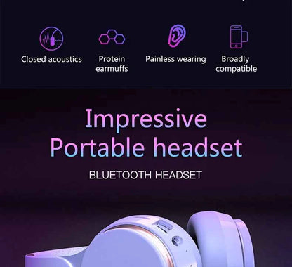 Headphones Bluetooth Wireless Headsets With Mic Music Gaming Sports Earpieces Great Bass Earphones Foldable Support TF SD-Card