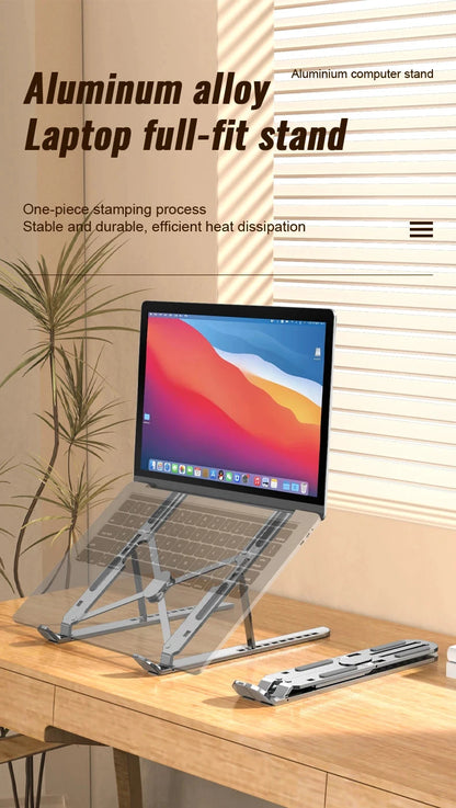 Aluminum Alloy Laptop Holder Stand Adjustable Foldable Portable for Notebook Computer Bracket Lifting Cooling Holder Non-slip - AMULET RING STORE