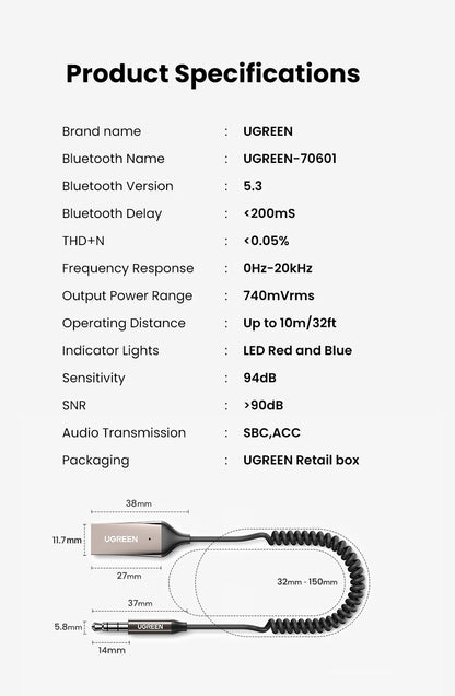 【RU special】UGREEN Wireless Bluetooth 5.3
