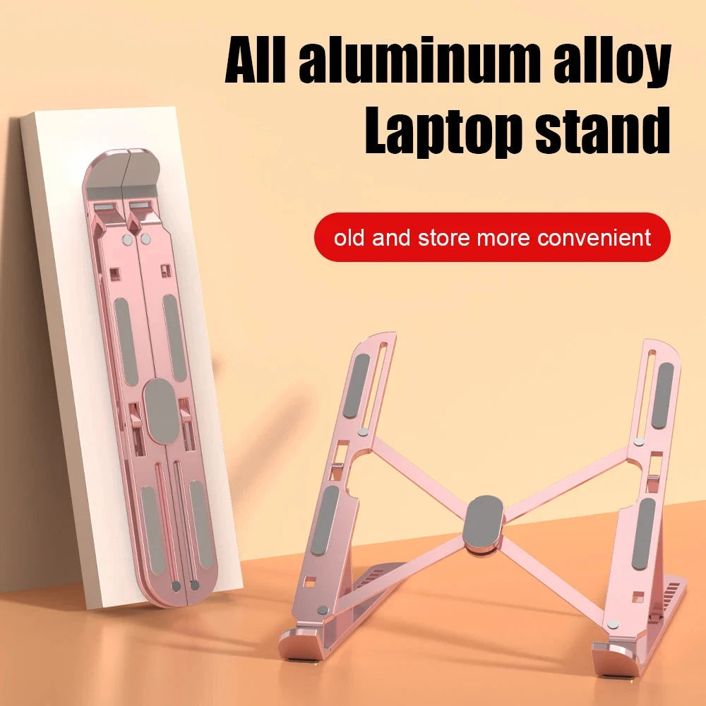 Aluminum Alloy Laptop Holder Stand Adjustable Foldable Portable for Notebook Computer Bracket Lifting Cooling Holder Non-slip - AMULET RING STORE