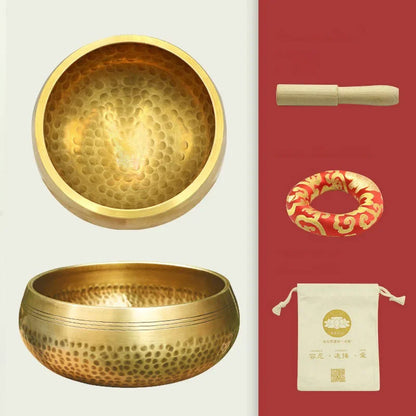 Bronze Tibetan Bowl Handmade Singing Bowls Genuine Pretty Meditation Musical Instruments Sound Healing Buddhist Monk Supplies - AMULET RING STORE