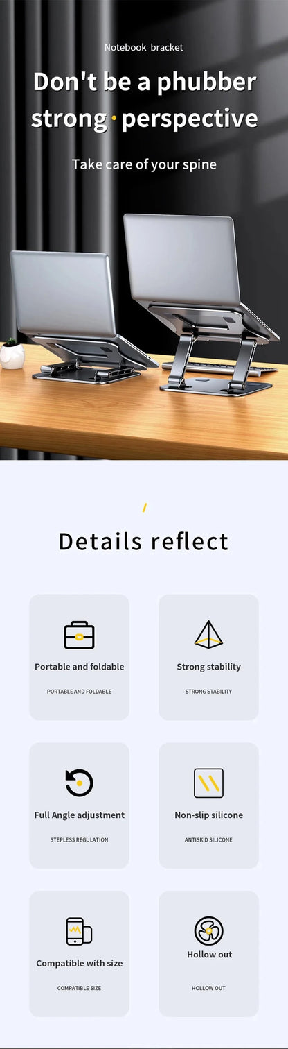 Tablet Stand Adjustable Aluminum Alloy Laptop Tablet up to 17 "Laptop Portable Folding Stand Cooling Stand Support - AMULET RING STORE