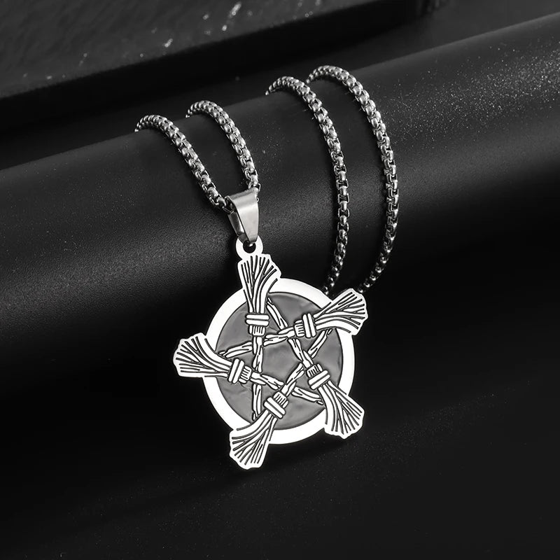 Stainless Steel 7 Archangel Seal Necklace Solomon Kabbalah Seal Pendant for Men Personality Charm Amulet Jewelry