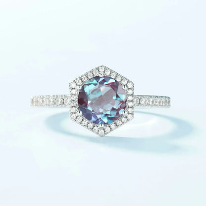 ALLNOEL Natural Alexandrite 925 Silver Ring Health rings for Women Weight Loss Fatigue Pressure Fatigue Relief Yoga Jewelry Gift