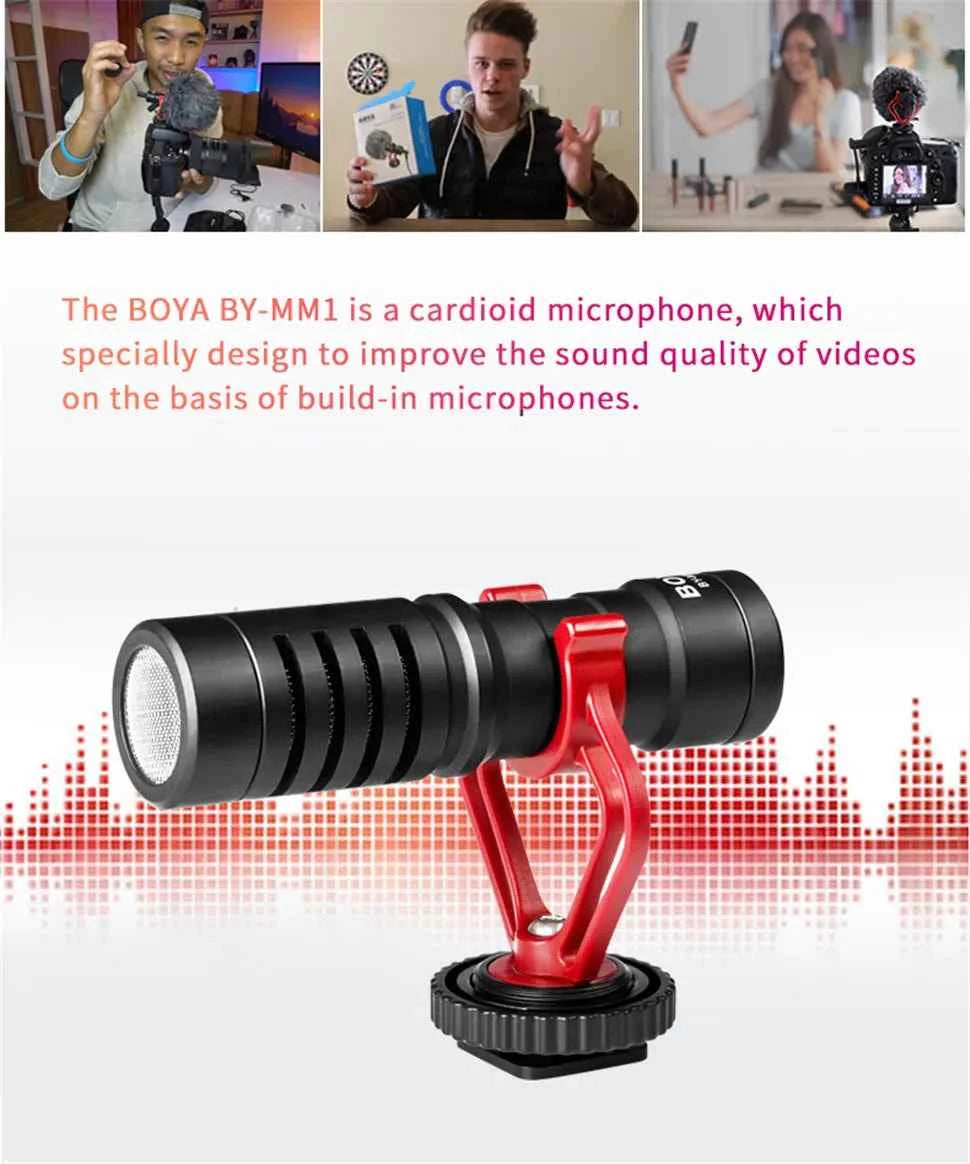 BOYA BY-MM1 Professional Cardioid Shotgun Microphone for iPhone Android Smartphone PC Canon Nikon DSLR Camera Recording Vlog