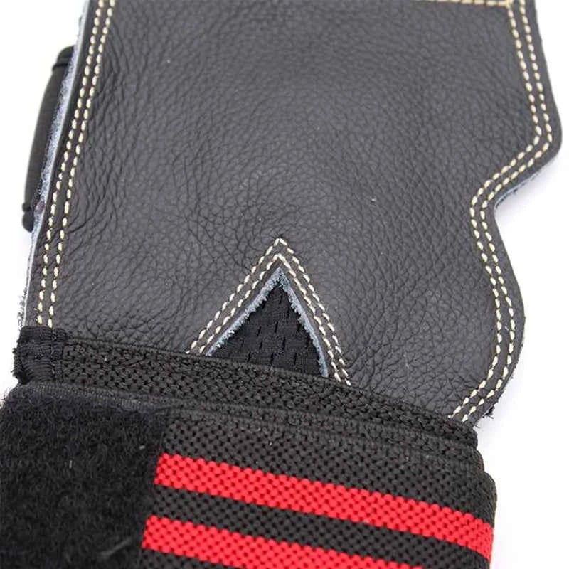 Leather Weightlifting Training Weight Lifting Gloves, Bar Grip, Barbell Straps, Hand Protection, 1Pair
