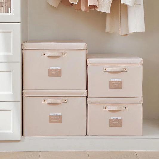 Fabric Foldable Storage Box With Lid Organizer For Clothes Large Capacity Quilt Blanket Toy Storage Closet Wardrobe Organizer - AMULET RING STORE