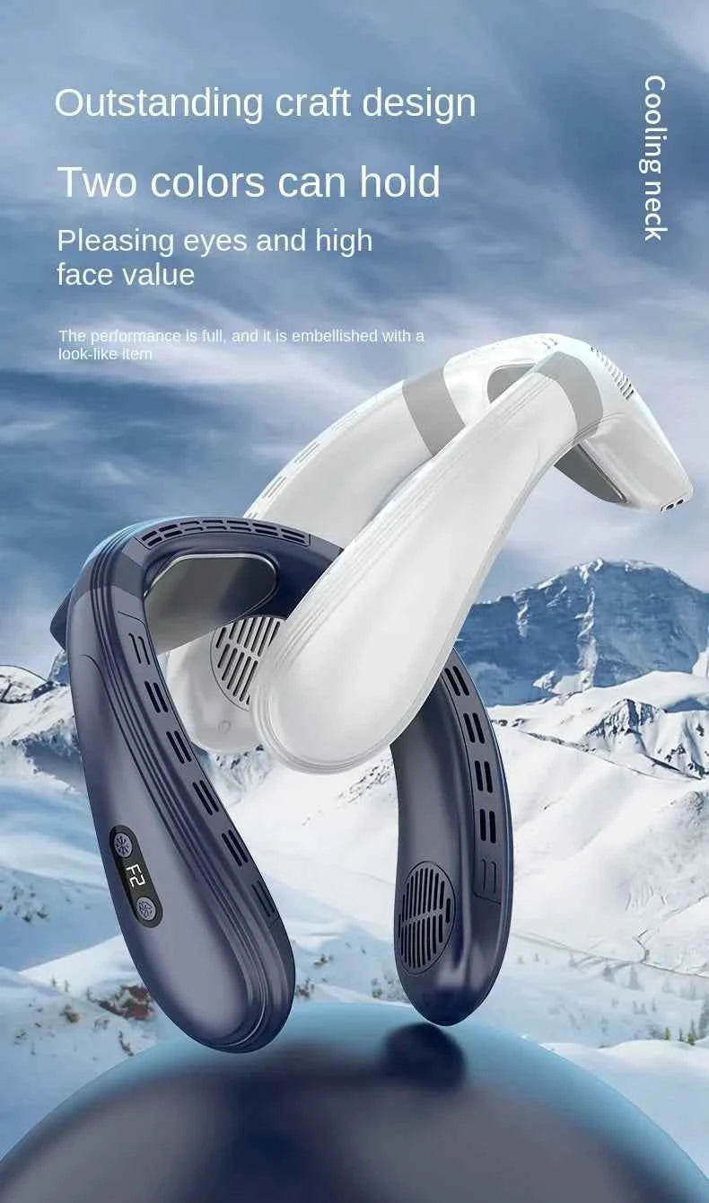 2024 New Neck Air Conditioner Portable Neck Fan Rechargeable Semiconductor Cooling Bladeless Fan Wearable Cooler multi purpose