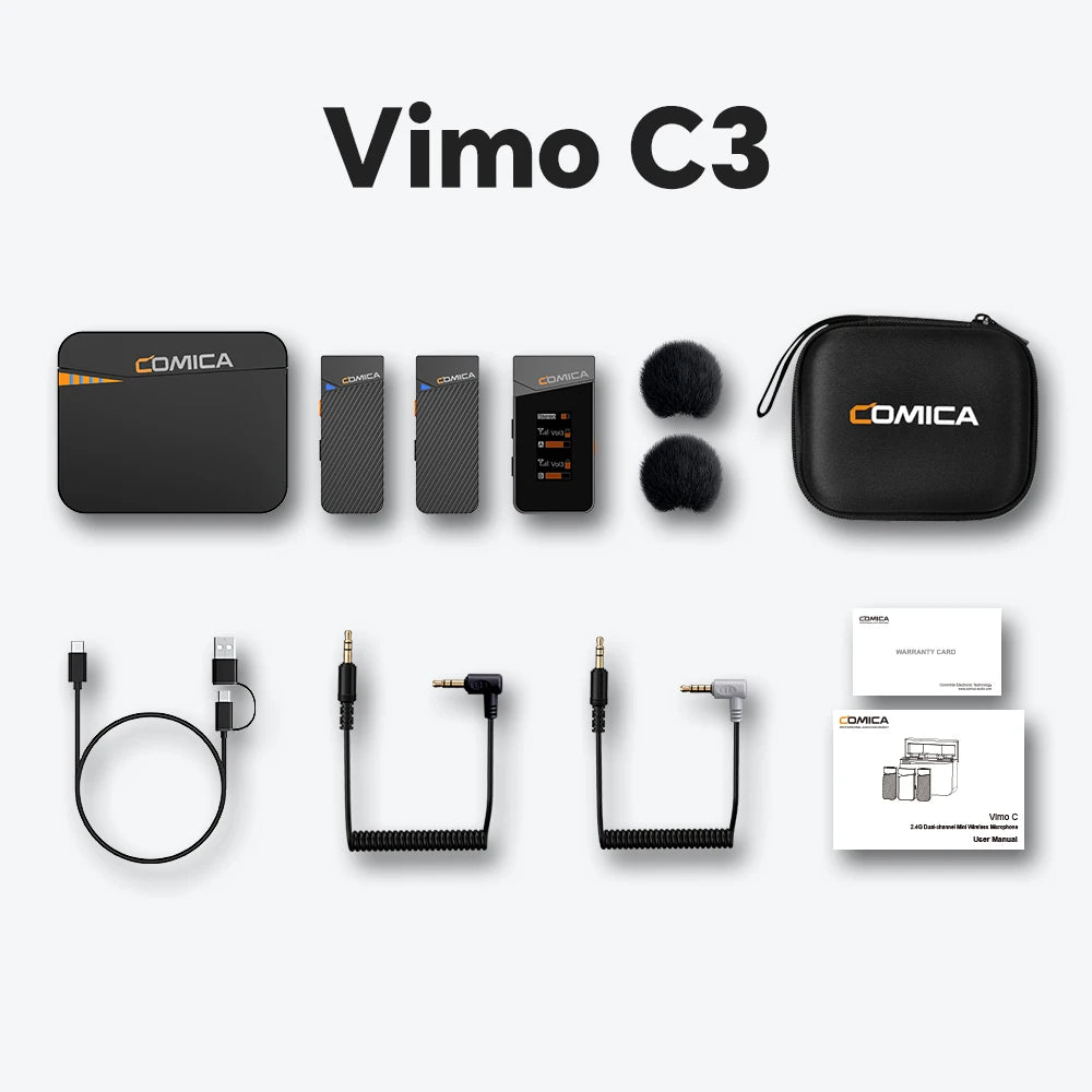 COMICA Vimo C 2.4G Mini Wireless Lapel Microphone with Charging Case, for Smartphone Camera Podcast Interview YouTube Facebook