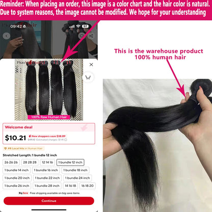 12A Double Drawn Straight Human Hair Bundle 100% Raw Human Hair 20 22 24Inch Unprocessed Virgin Human Hair Extension Top Quality