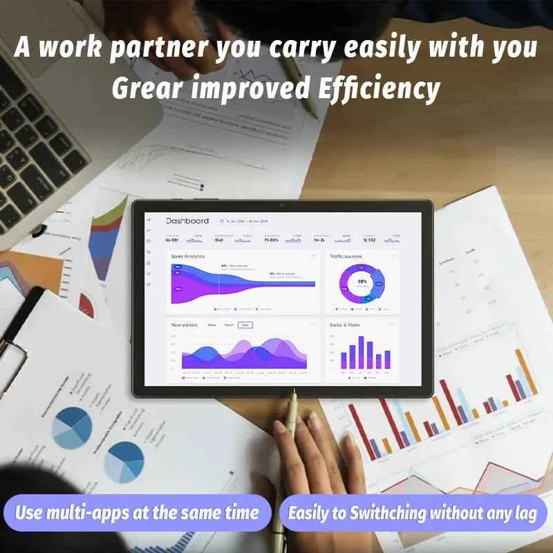 Tablet 10.95 inch Android 15 Tablets, 12GB RAM 128GB ROM 1TB Expand, Octa-core Processor, 1280x800 IPS, 8000mAh Battery (Black)