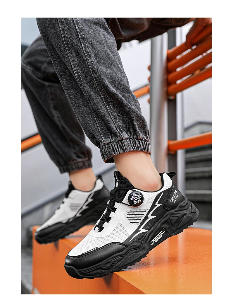 Men's Korean breathable casual sports shoes four season new soft soled Rotating shoelaces outdoor running shoes student sneakers - AMULET RING STORE
