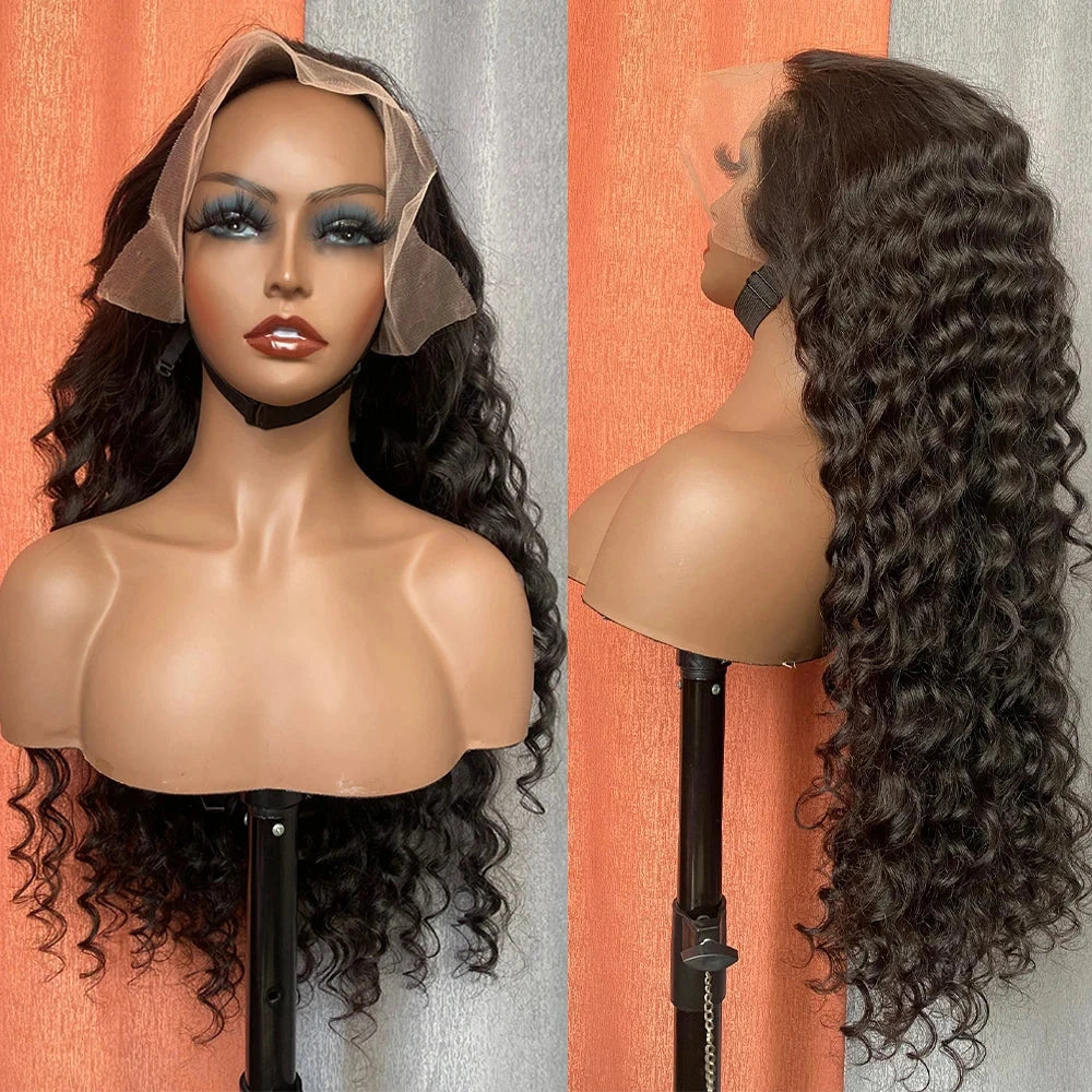 Loose Deep Wave 13x4 Lace Front Human Hair Black Wigs Deep Wave Brazilian 5x5 Closure Wear And Go Glueless Human Hair Curly Wigs - AMULET RING STORE