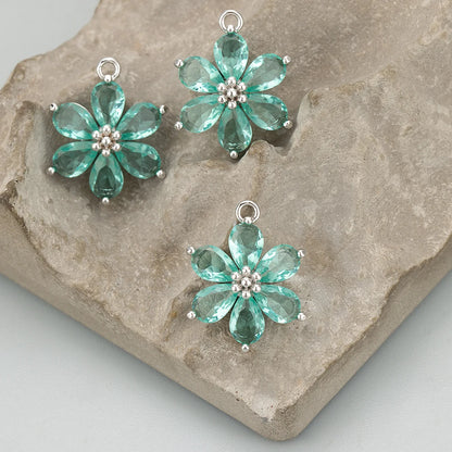 GUFEATHER,6pcs/lot,MC78,jewelry accessories,18k gold plated,nickel free,copper,zircon,hand made,flower shape,charms,diy pendants - AMULET RING STORE