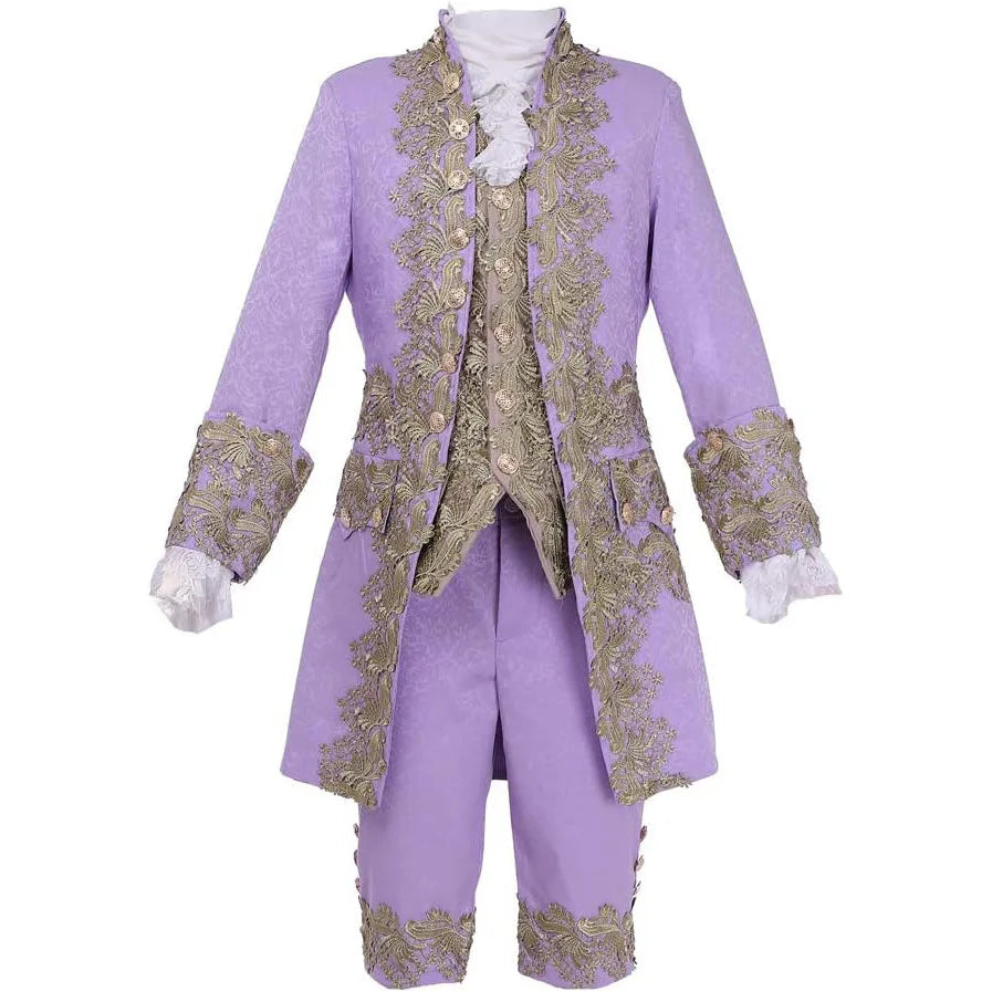 2025 New Medieval Vintage Prince Lace Suits for Men and Women, Halloween Performance Cosplay Three Piece Set(Blazer+Vest+Pants)