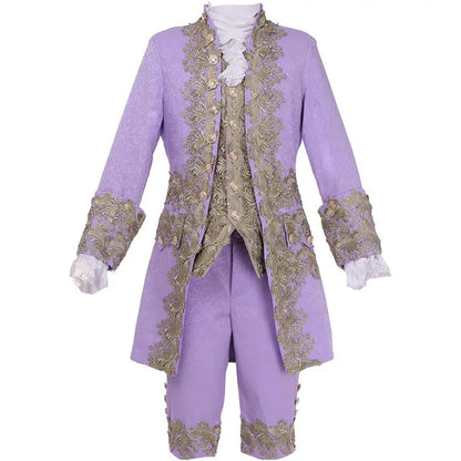2025 New Medieval Vintage Prince Lace Suits for Men and Women, Halloween Performance Cosplay Three Piece Set(Blazer+Vest+Pants)