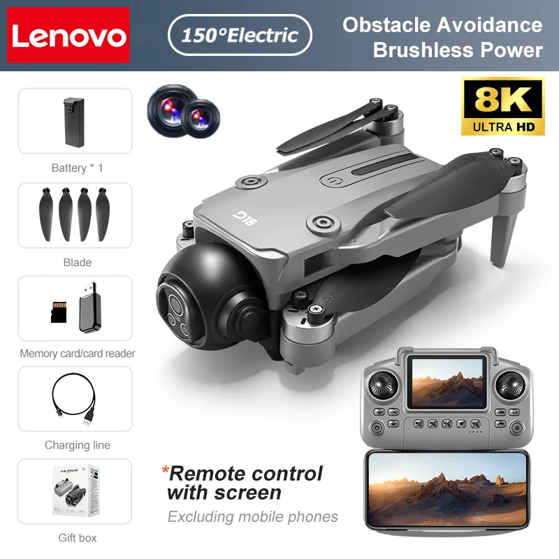 Lenovo D18 Drone 8K Aerial HD Dual Camera Photography Intelligent Obstacle Avoidance Brushless Motor 5G WIFI GPS Return VR Drone