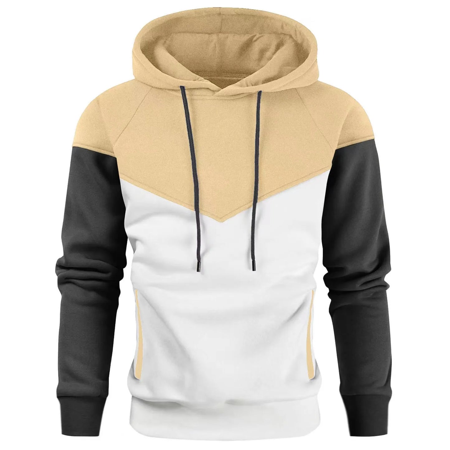 Tops 2023 Korean Style New Men Vertical Bar Color Matching Sweatshirts Casual Streetwear Loose Drawstring Hoodies S-5XL