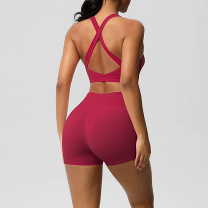 2PCS Yoga Set Nude Feeling Workout Sets Women Tracksuit Gym Push Up Fitness Running Workout Sportwear Sport Bra Leggings Suit